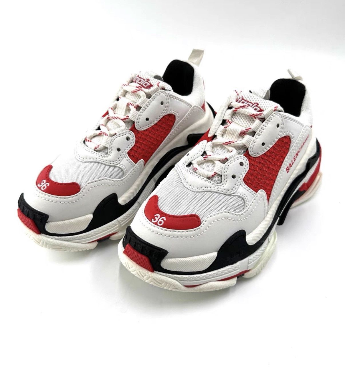 Balenciaga Balenciaga Triple S Grey Red Women's Dad Sneakers K12 Size US 6 / IT 36 - 1 Thumbnail