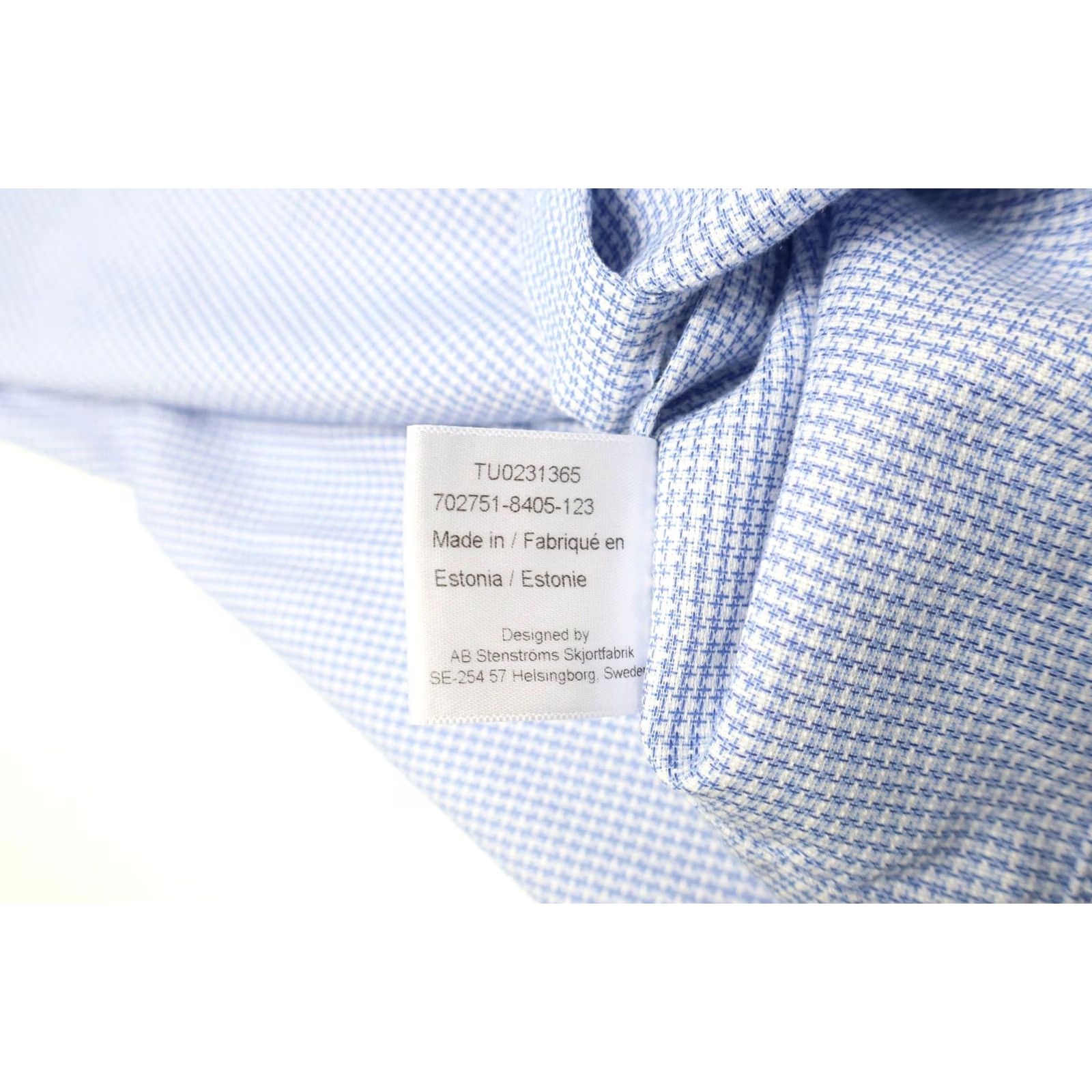 Vintage STENSTROMS Shirt Slimline Light Blue Spread Collar Patterned 16 / 41 Men's Size US L / EU 52-54 / 3 - 7 Thumbnail