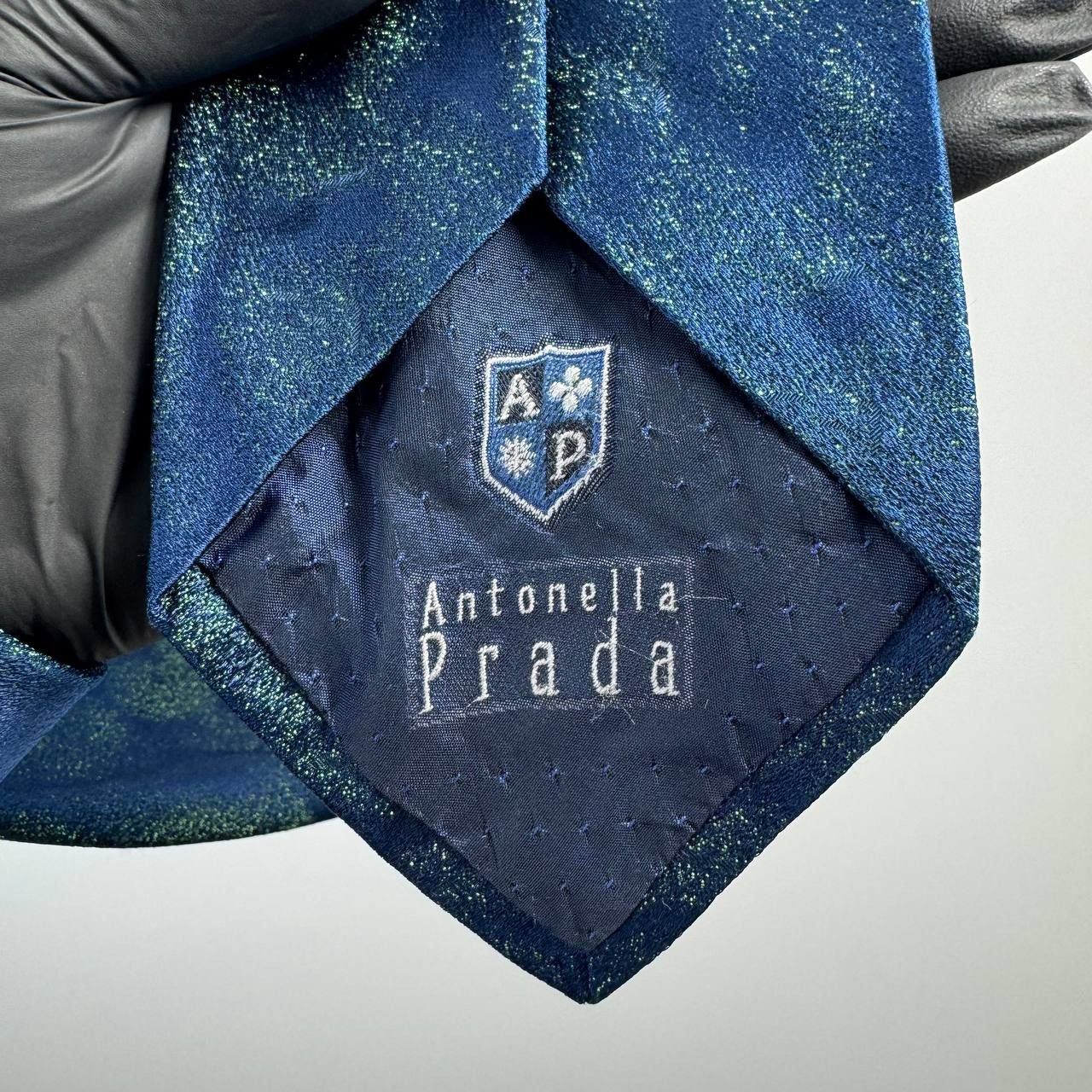 Prada Antonella Prada Handmade Vintage Silk Tie BlueTextured Italy Size ONE SIZE - 5 Thumbnail