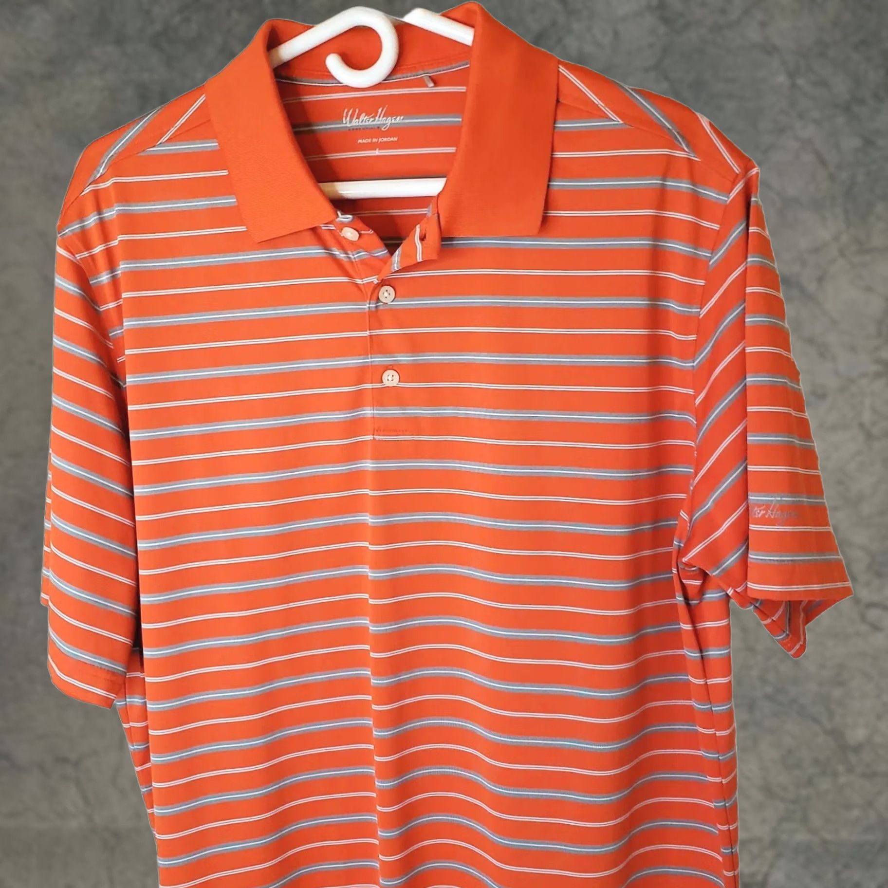 Vintage Walter Hagen Polo Shirt Men L Golf Short Sleeve Orange Striped Polyester Size US L / EU 52-54 / 3 - 1 Thumbnail