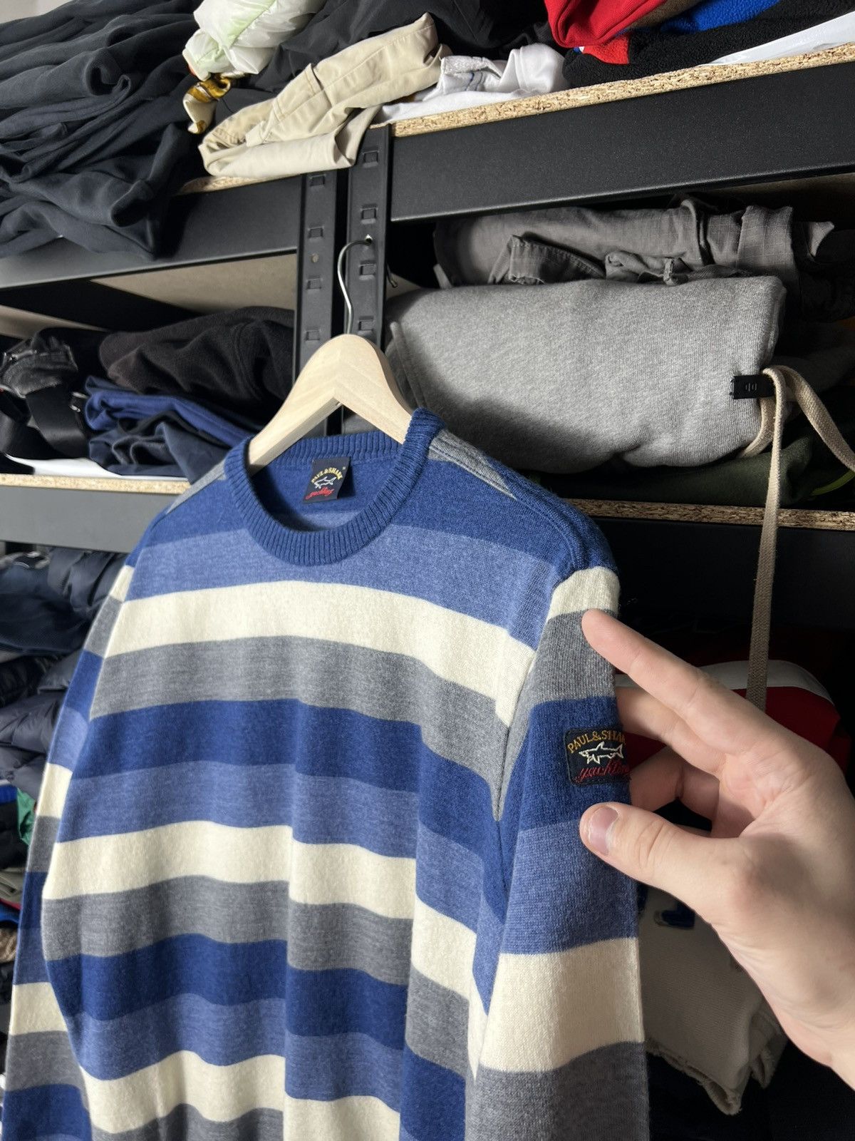 Paul & Shark Paul & Shark Yachting Wool Striped Sweater Blue Grey Size XL Size US XL / EU 56 / 4 - 2 Thumbnail