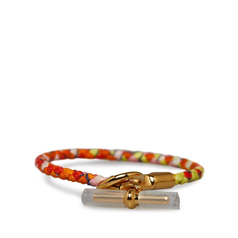 image of Hermes Braided Silk Glenan Bracelet in Orange, Women's