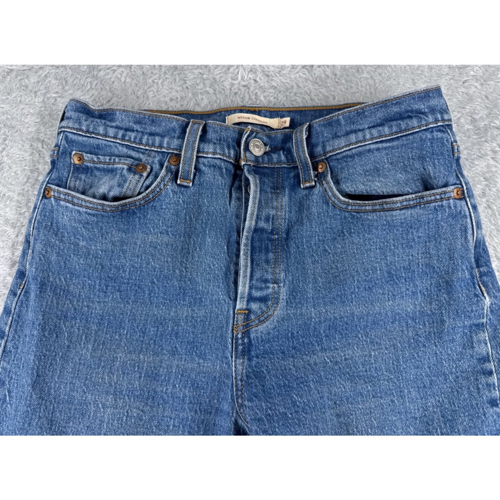 Levi's Levi's Jeans Womens 29 Blue Denim Wedgie Straight Button 28x24 Vintage No Size 29" - 4 Thumbnail