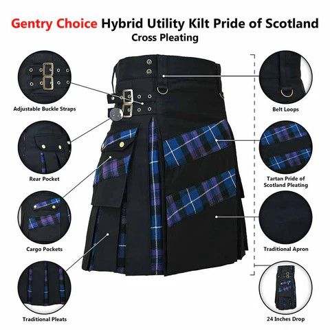 Other Modern Hybrid Kilt Tartan Pride of Scotland Cross Stripes Size US 30 / EU 46 - 7 Thumbnail