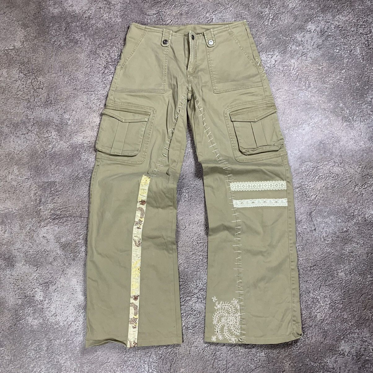 Vintage Vintage 90s Baggy Cargo Pants Flared Parachute Streetwear 31 Size US 31 - 2 Thumbnail