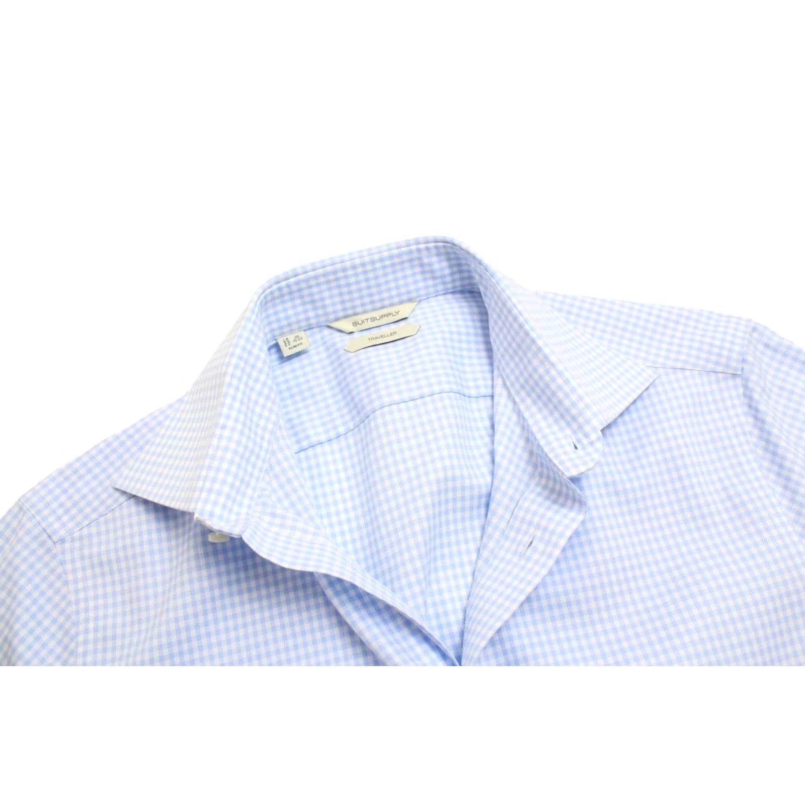 Suitsupply Suitsupply Traveller Slim Fit Formal Shirt Check Cutaway Men 39 / 15 1/2 Blue Shirt Size 40R - 4 Thumbnail
