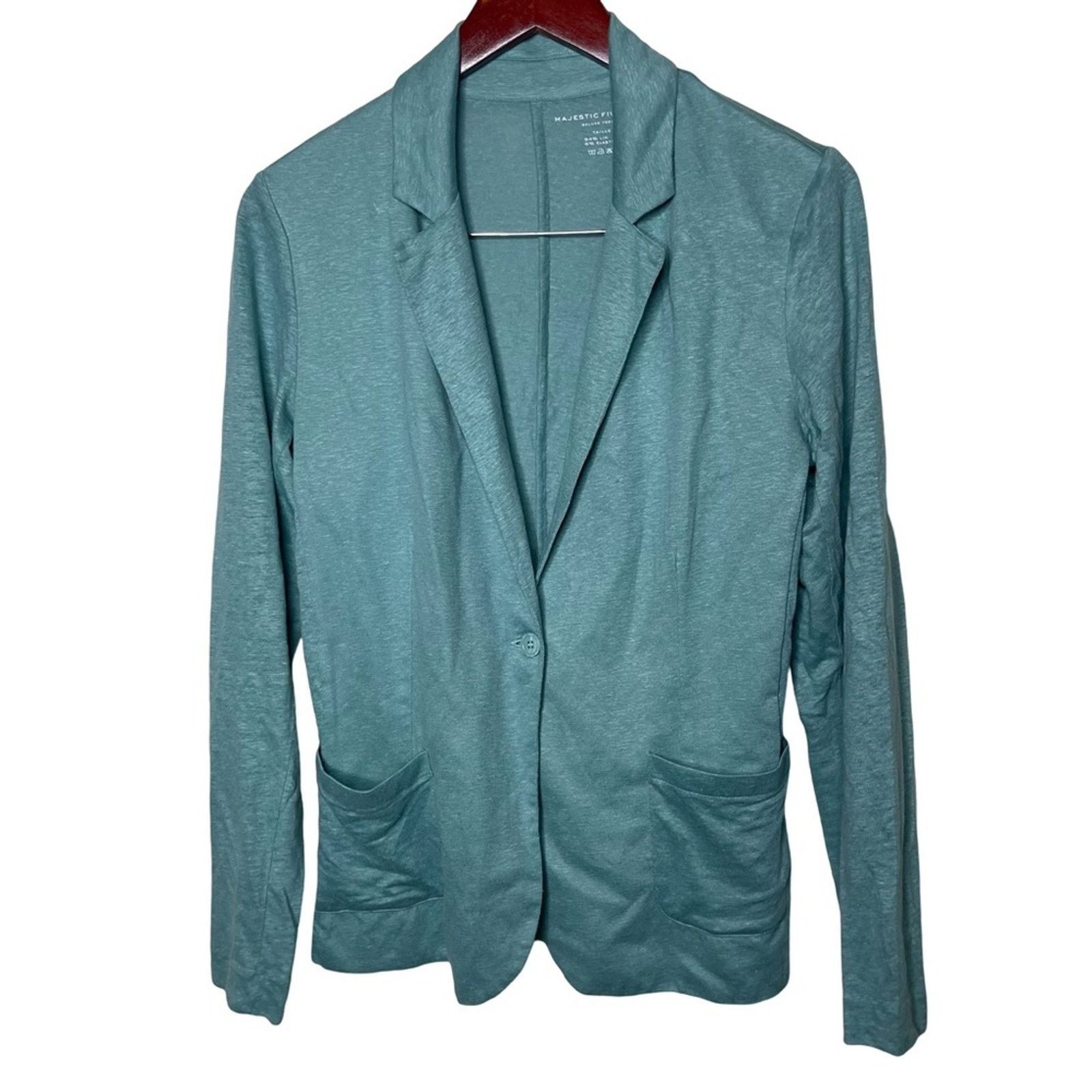 image of Majestic Filatures Lightweight Stretch Linen Blazer 2 Us S in Green, Women's (Size Small)