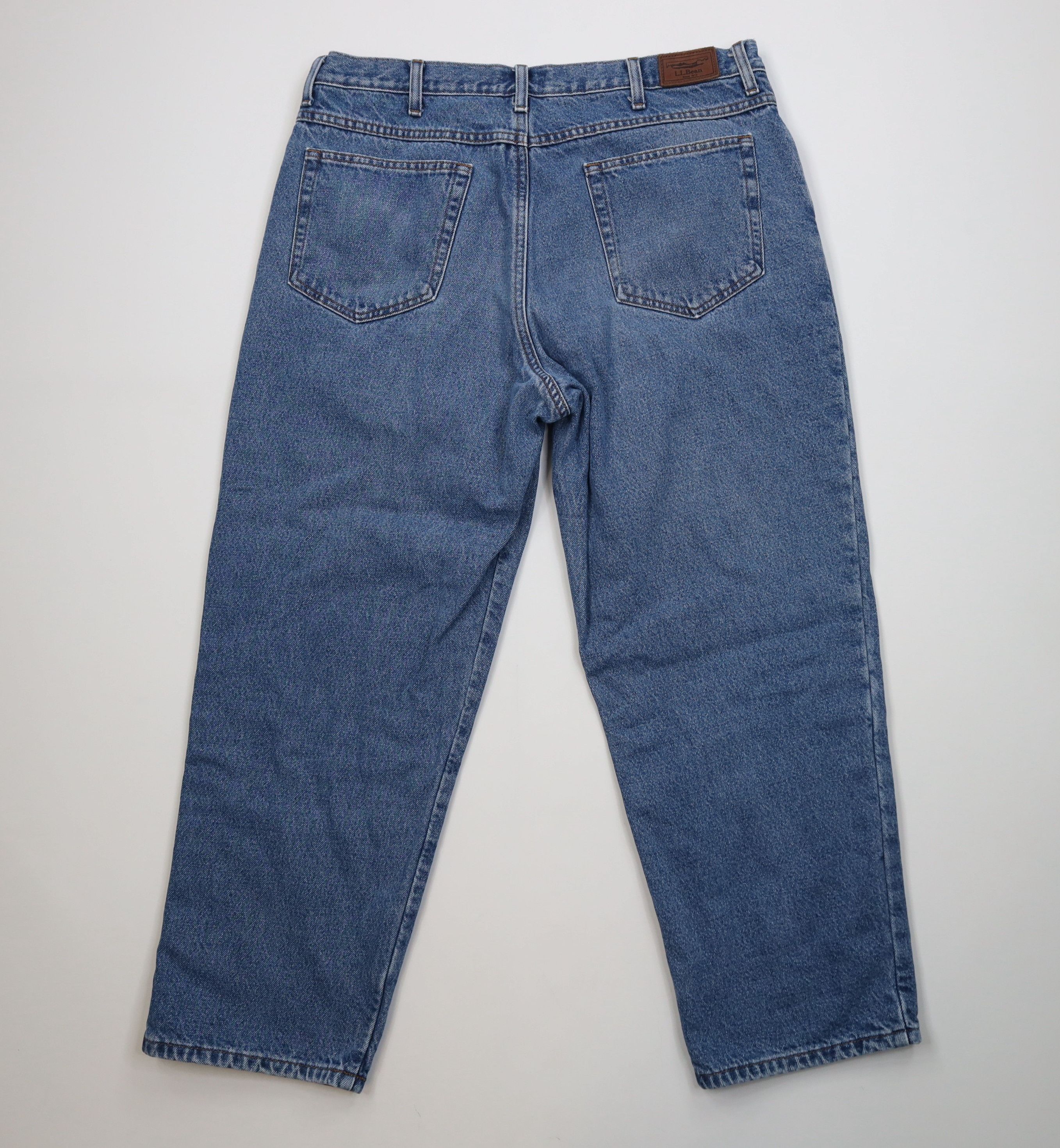 L.L. Bean Vintage LL Bean Fit Faded Flannel Lined Wide Leg Denim Jeans Size US 38 / EU 54 - 9 Thumbnail