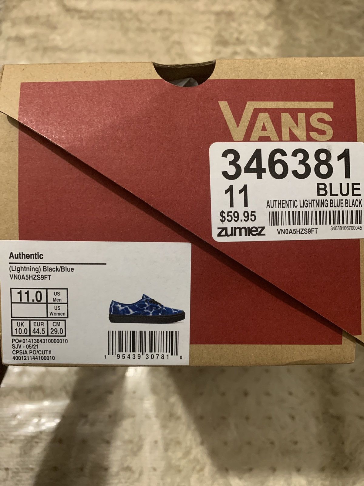 Vans Vans Authentic Lightning Blue Canvas Lase Up Low Sneakers Size US 11 / EU 44 - 7 Thumbnail