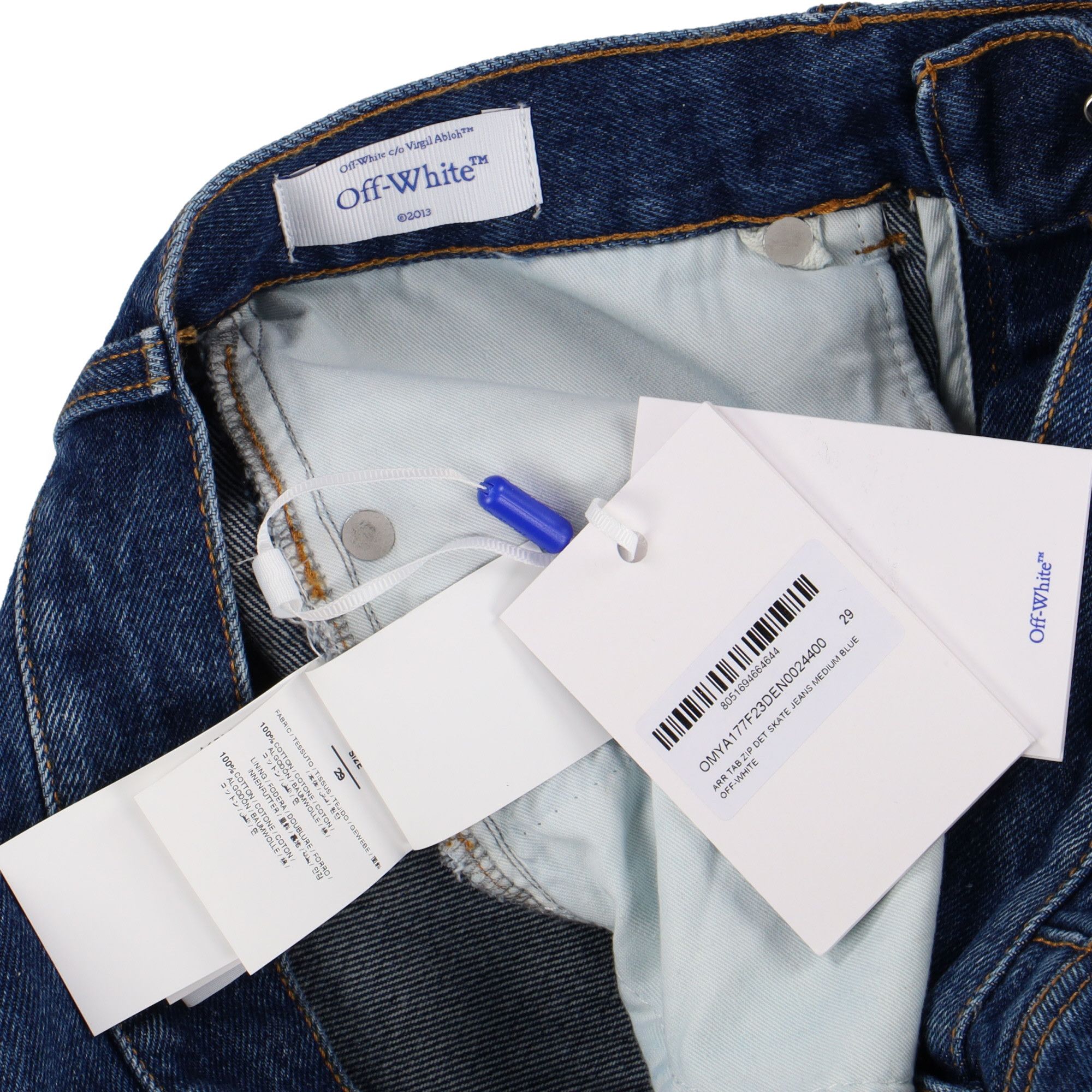 Off-White Blue Arrow Tab Skate Zip Straight-Leg jeans Size US 29 - 5 Thumbnail