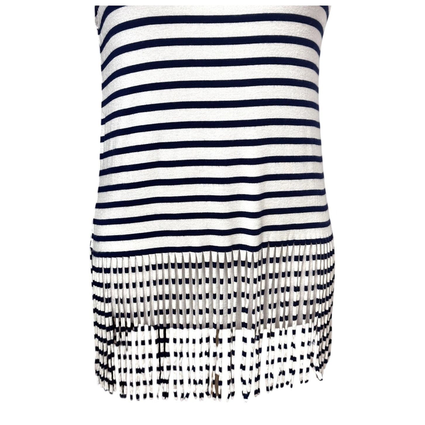 Other Everly Tank Top Striped Sleeveless Fringe Hem White Blue XS Size XS / US 0-2 / IT 36-38 - 3 Thumbnail