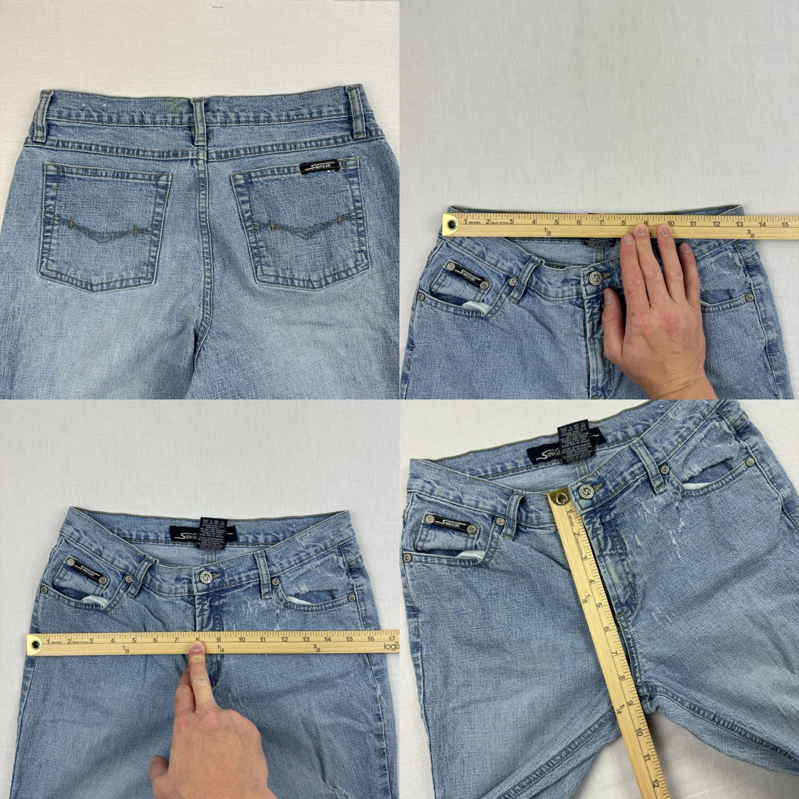 Vintage VINTAGE Squeeze Women's Flared Jeans 7/8 Low Rise Blue Hipster Y2K Punk Retro Size 28" / US 6 / IT 42 - 8 Thumbnail