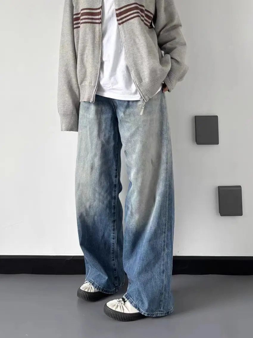 Designer × Japanese Brand Retro casual high street wide leg straight jeans Size US 33 - 2 Thumbnail