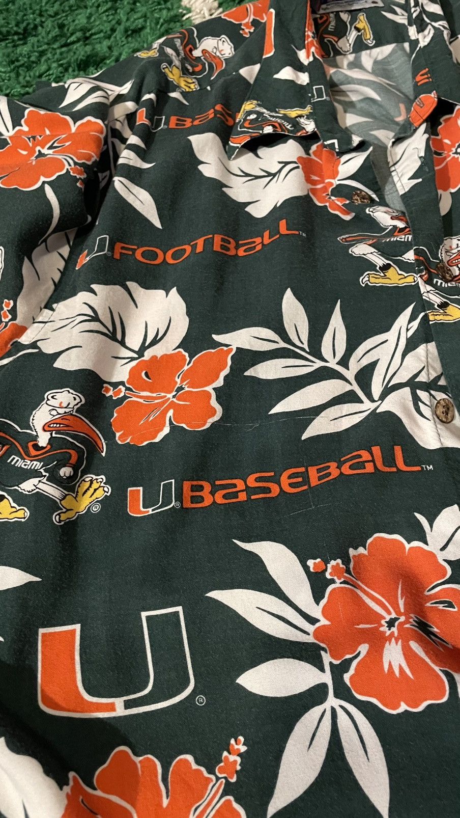 Reyn Spooner Retro Reyn Spooner UM Miami Sports Men’s Hawaiian Shirt Size US L / EU 52-54 / 3 - 6 Thumbnail