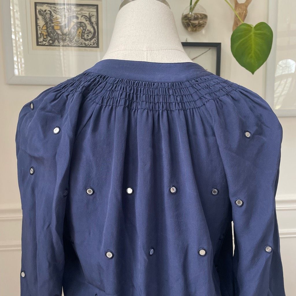 Lilly Pulitzer Lilly Pulitzer Turner Mirror Silk Navy Blue Shirt Dress $278 Size XS / US 0-2 / IT 36-38 - 4 Thumbnail