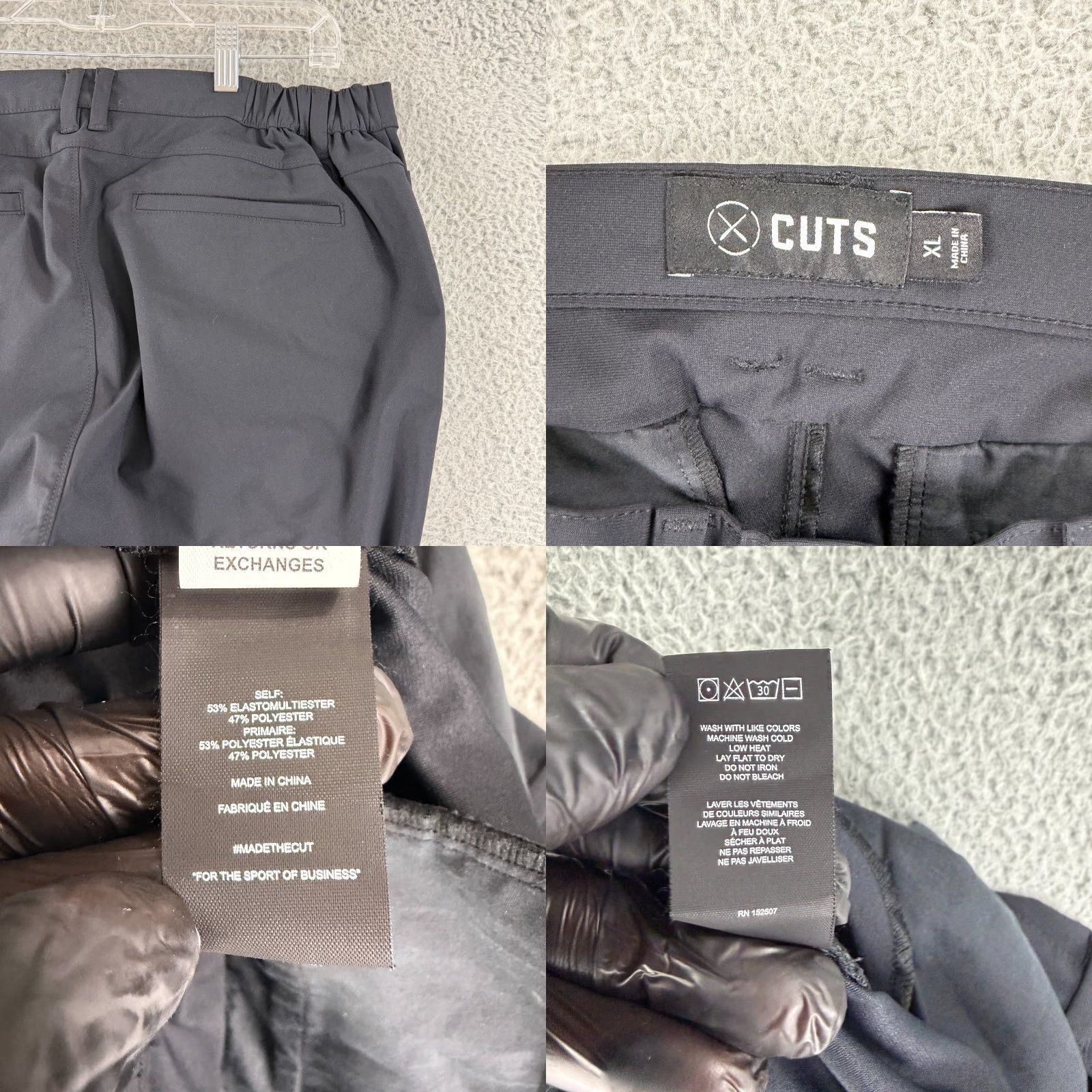 UES Clothing Cuts Clothing AO Jogger Mens XL Black Stretch Casual Athletic Lightweight Pants Size US 36 / EU 52 - 9 Thumbnail