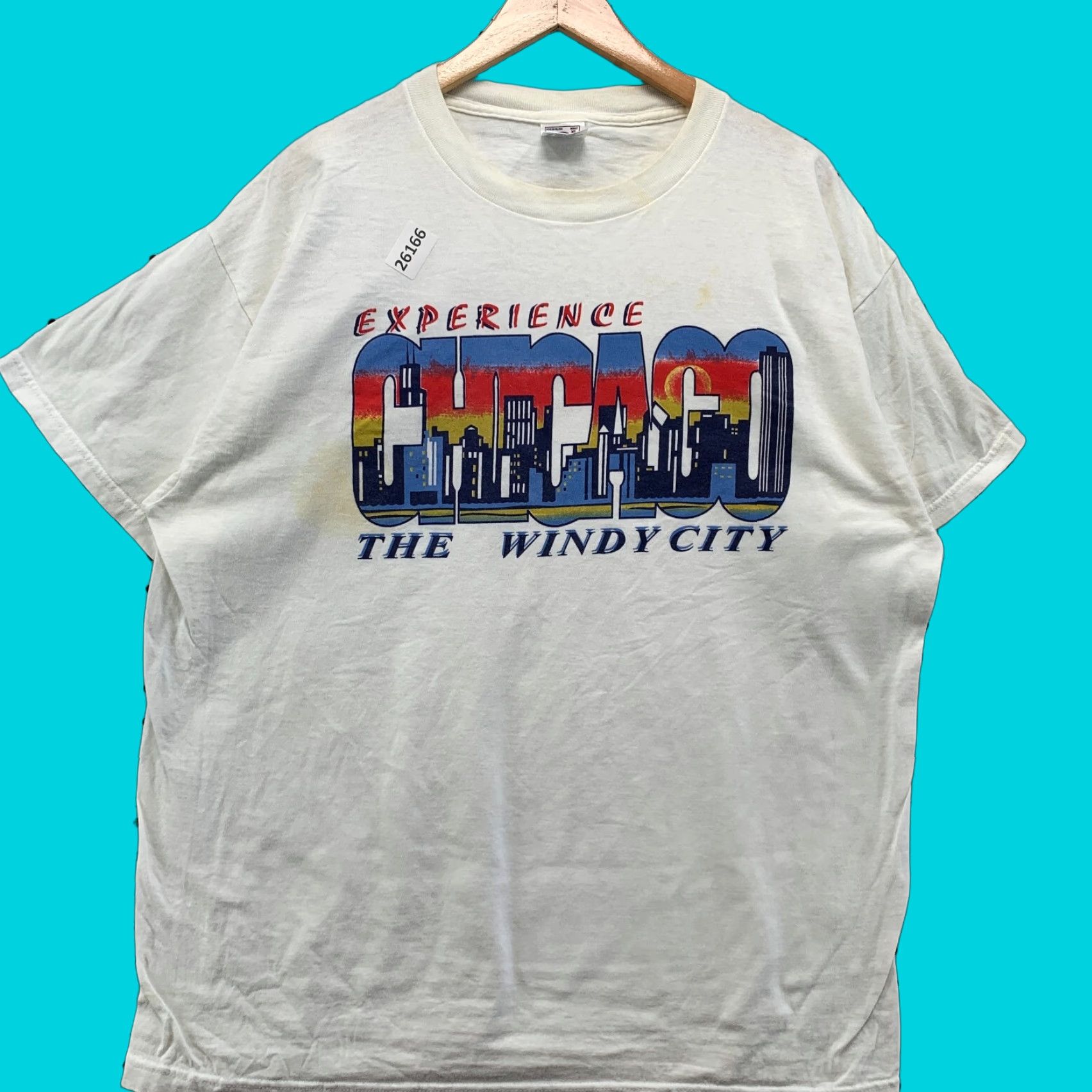 Delta VINTAGE Delta Pro Weight Chicago Shirt White Adult XL Short Sleeve 24.5x31 Mens Size US XL / EU 56 / 4 - 1 Thumbnail