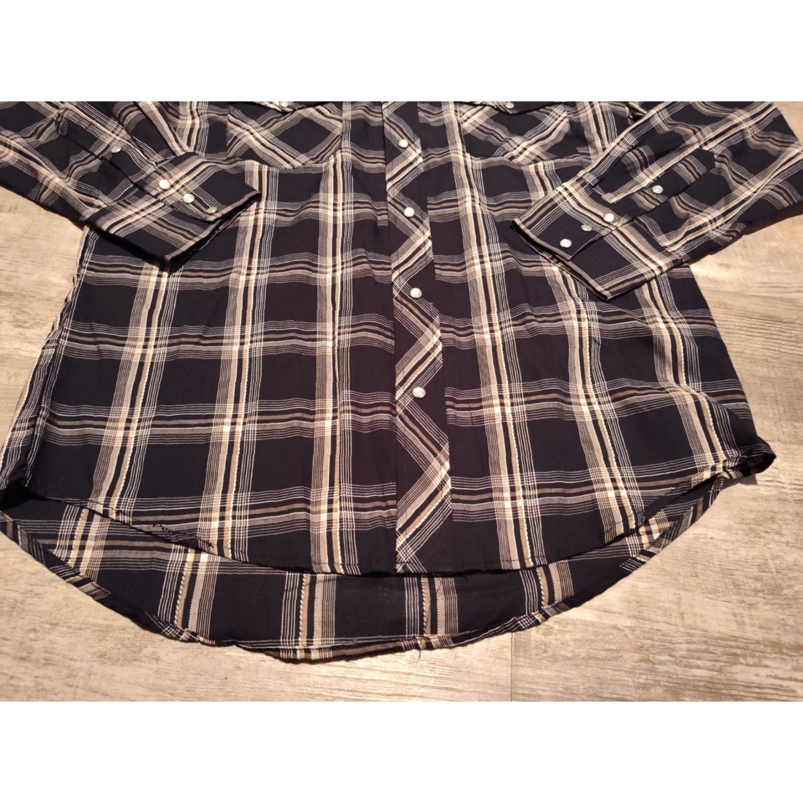 Roper Roper Shirt Large Black Plaid Pearl Snap Long Sleeve Western Cowboy NWT NEW Mens Size US L / EU 52-54 / 3 - 2 Thumbnail