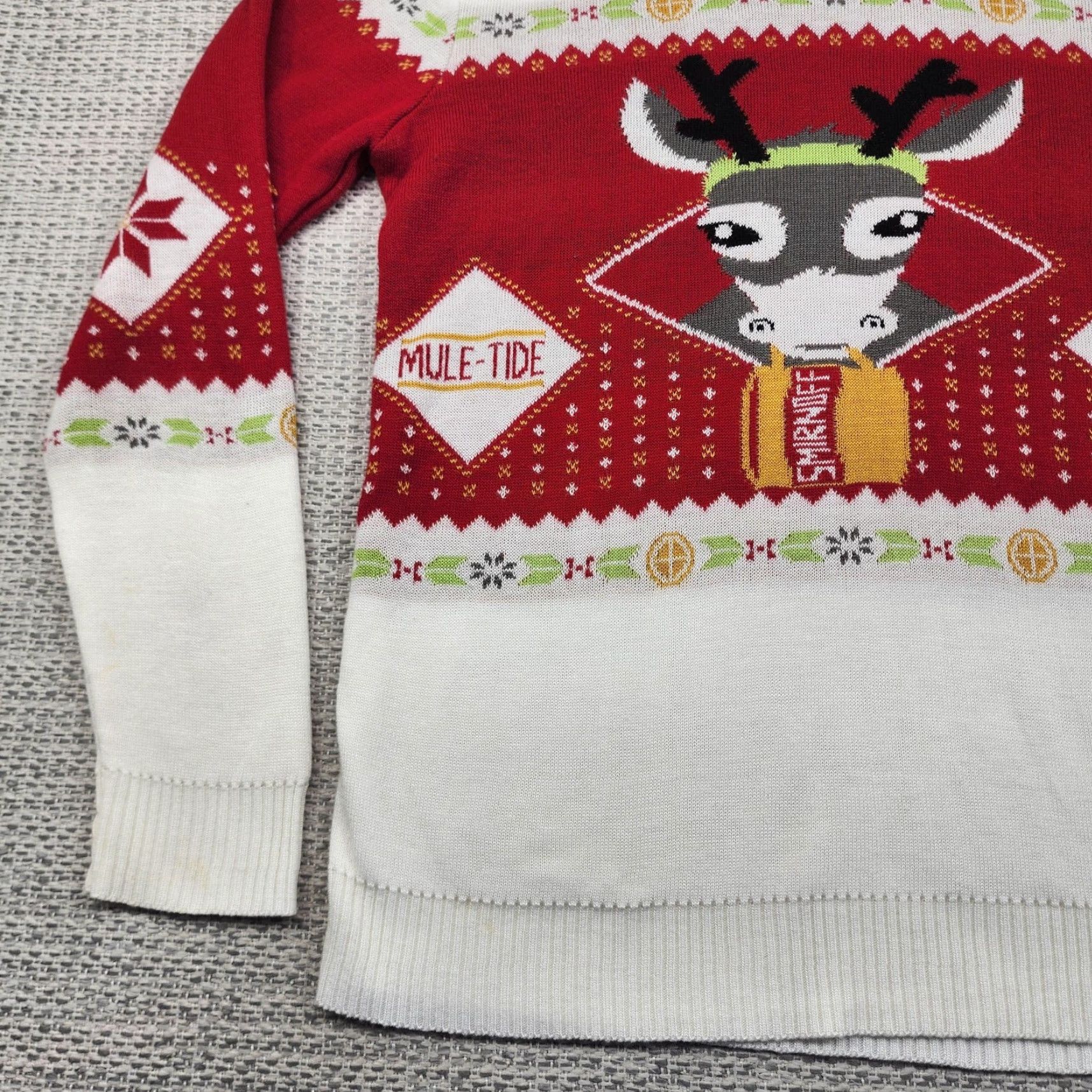 Vintage Smirnoff Sweater Mens M Red Ugly Christmas Mule-Tide Greetings Graphic Print Knit Pullover Crew Neck Holiday Party/Cocktail Seasonal Mens Size US M / EU 48-50 / 2 - 3 Thumbnail