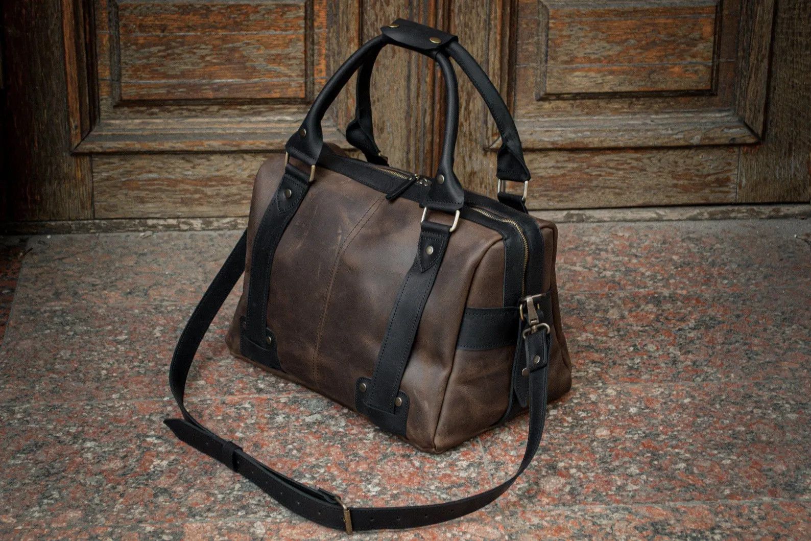 Handmade Leather satchel. Men's leather bag. Travel bag for a laptop Size ONE SIZE - 1 Thumbnail