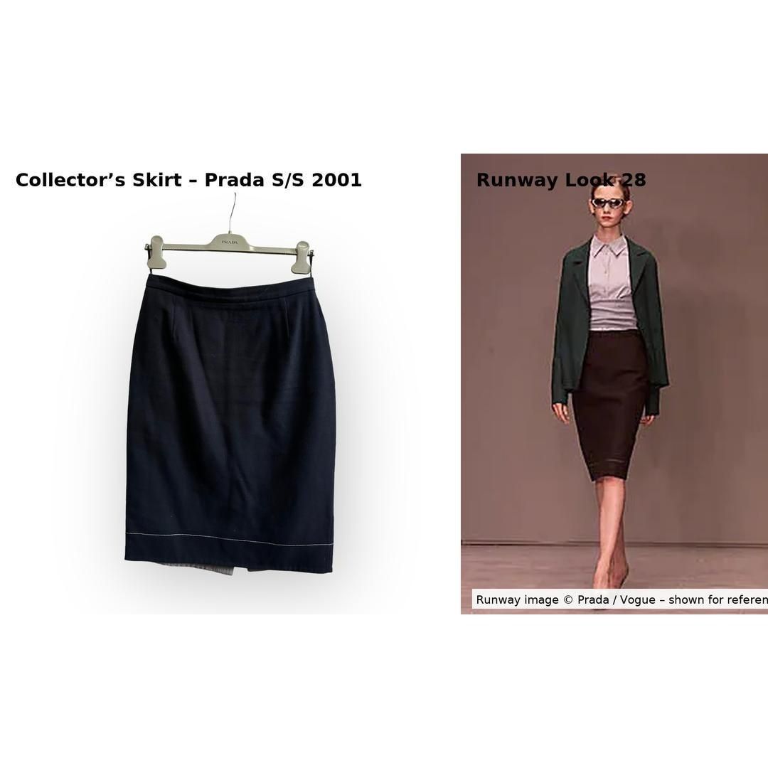 Prada Vintage Prada Pencil Skirt, Navy, Size 46 Italy, 2001 S/S Size 32" / US 10 / IT 46 - 3 Thumbnail