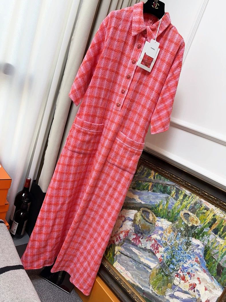 Chanel Chanel Orange Pink Plaid Dress 24S - dmc Size US 38 / EU 54 - 1 Thumbnail