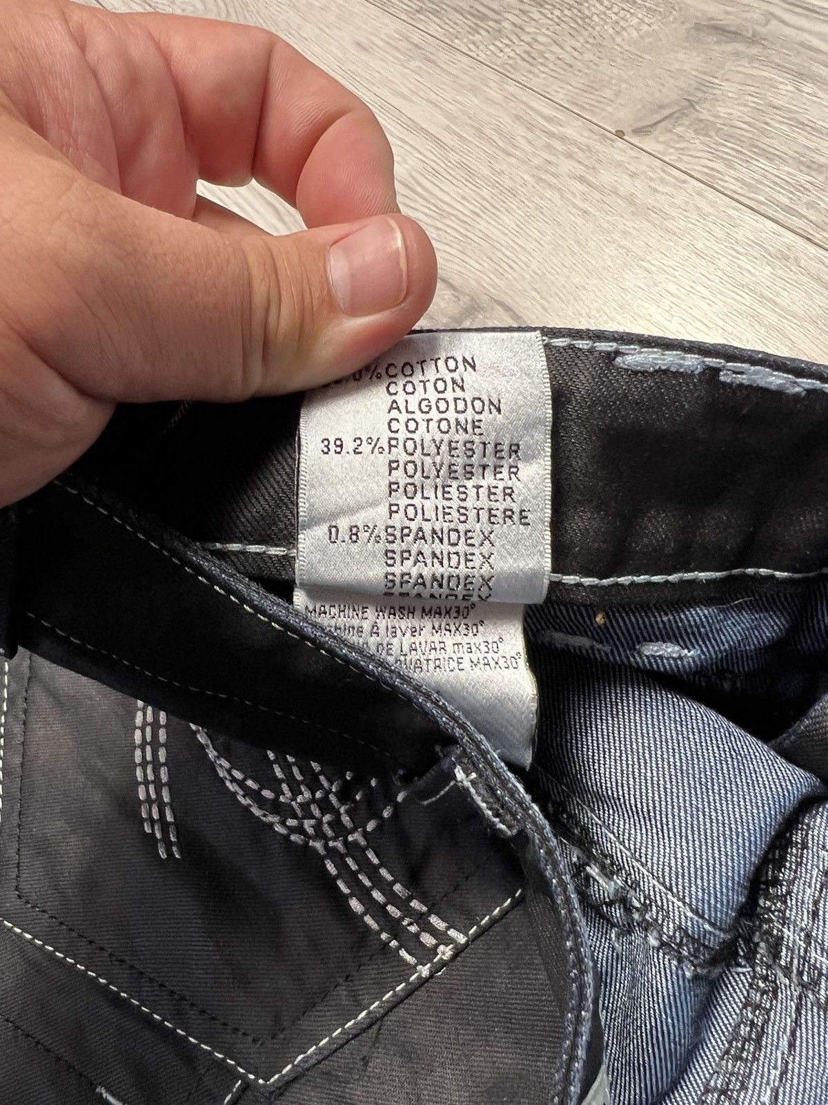 Japanese Brand Vintage Y2K K&M Kosmo Lupo Embroidered Logo Hard Wear Jeans Size US 32 / EU 48 - 16 Thumbnail