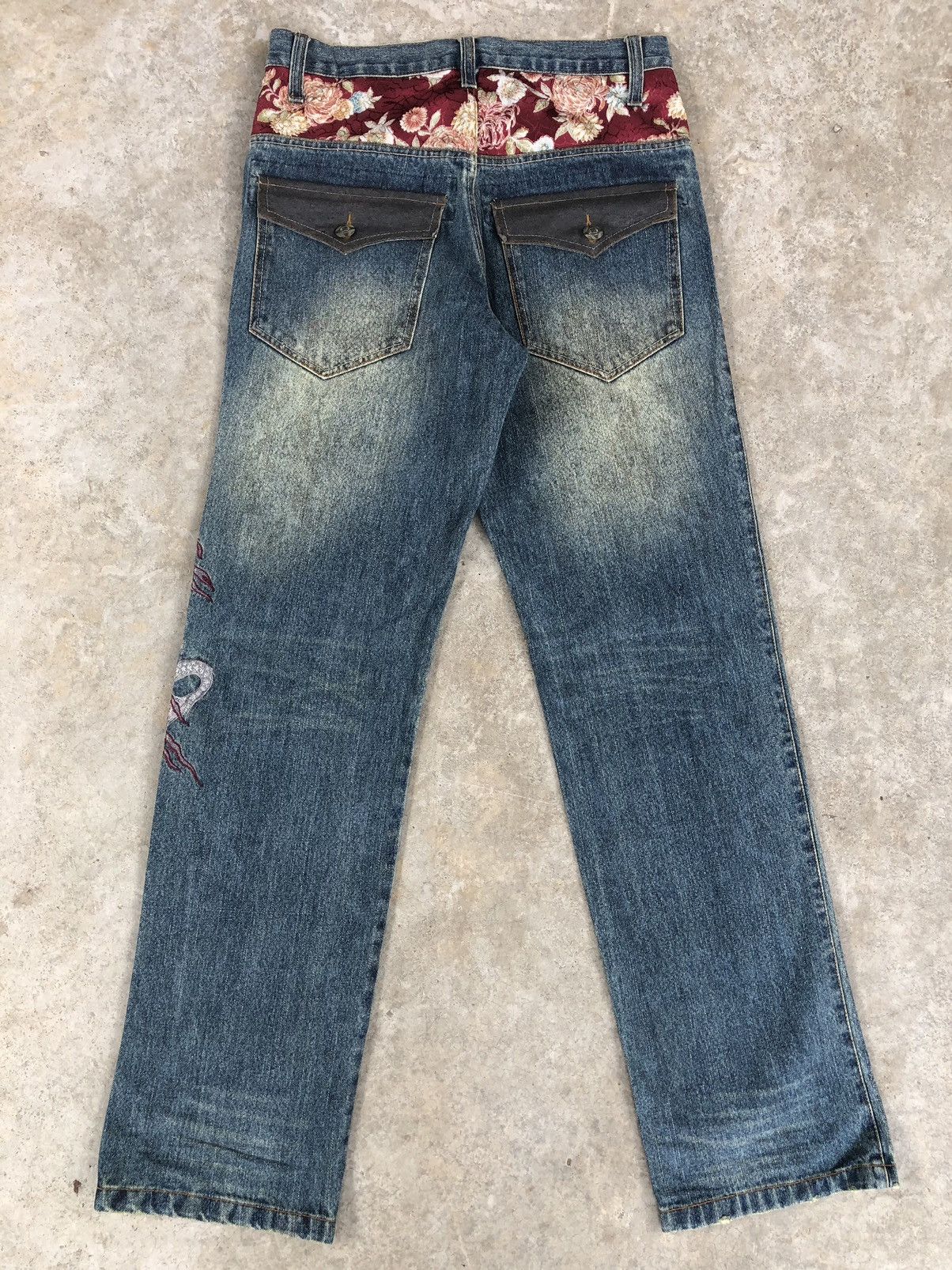 Japanese Brand Japanese Gumu Dragon Embroidered Jeans Distressed Jeans Size US 31 - 2 Thumbnail