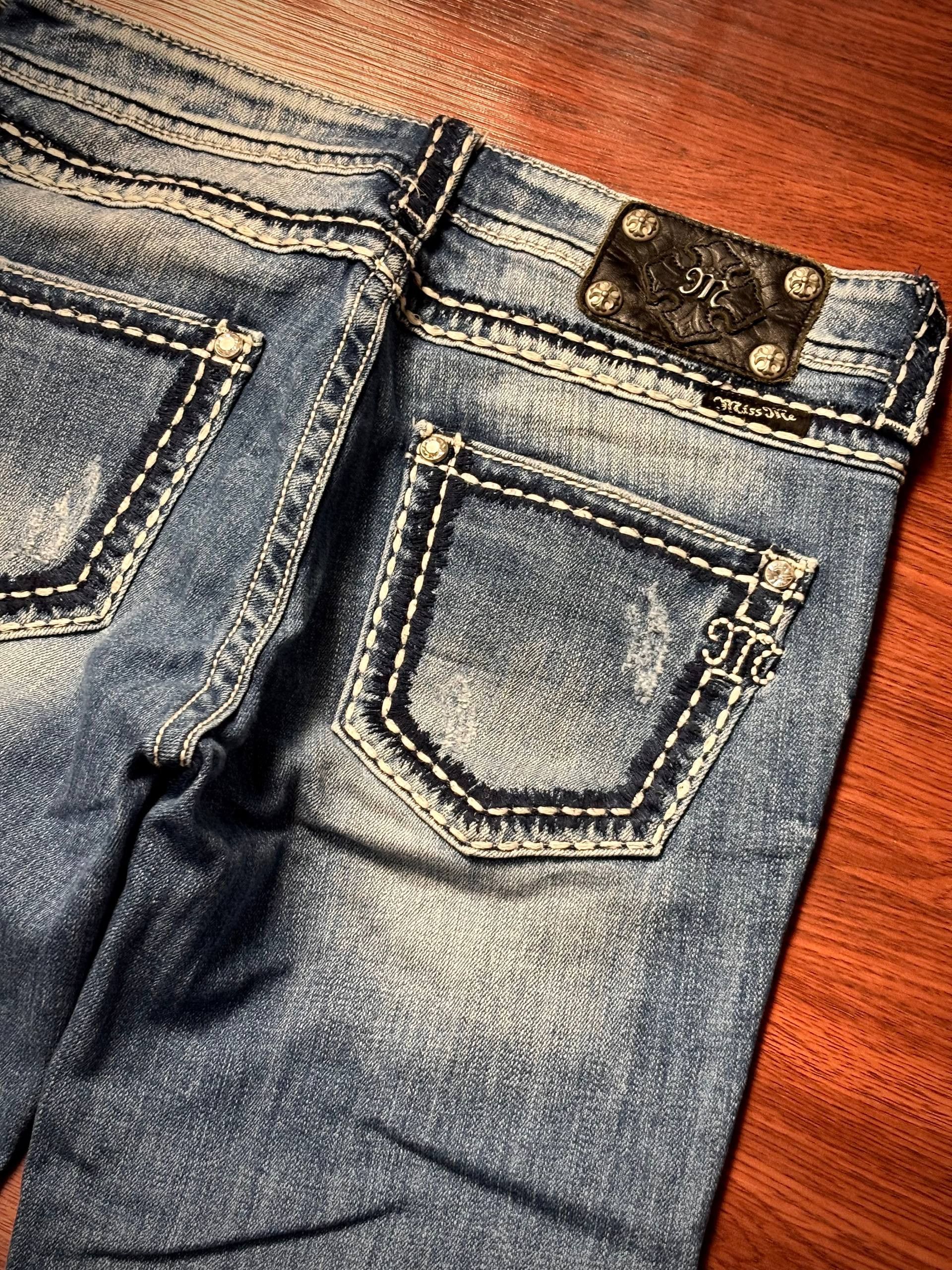 Miss Me Vintage Y2K Miss Me Heavy Stitch Denim Pants Washed Fade Size 32" / US 10 / IT 46 - 3 Thumbnail