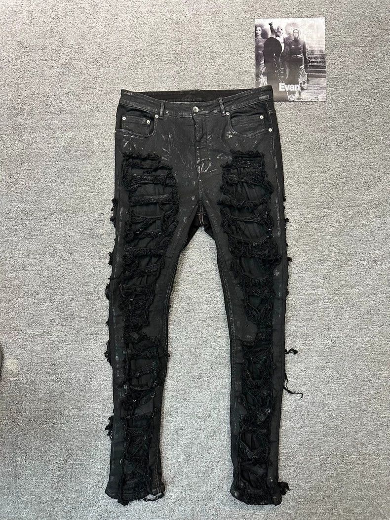 Rick Owens Rick Owens Distressed Black Denim Pants-2506 Size US 33 - 1 Thumbnail