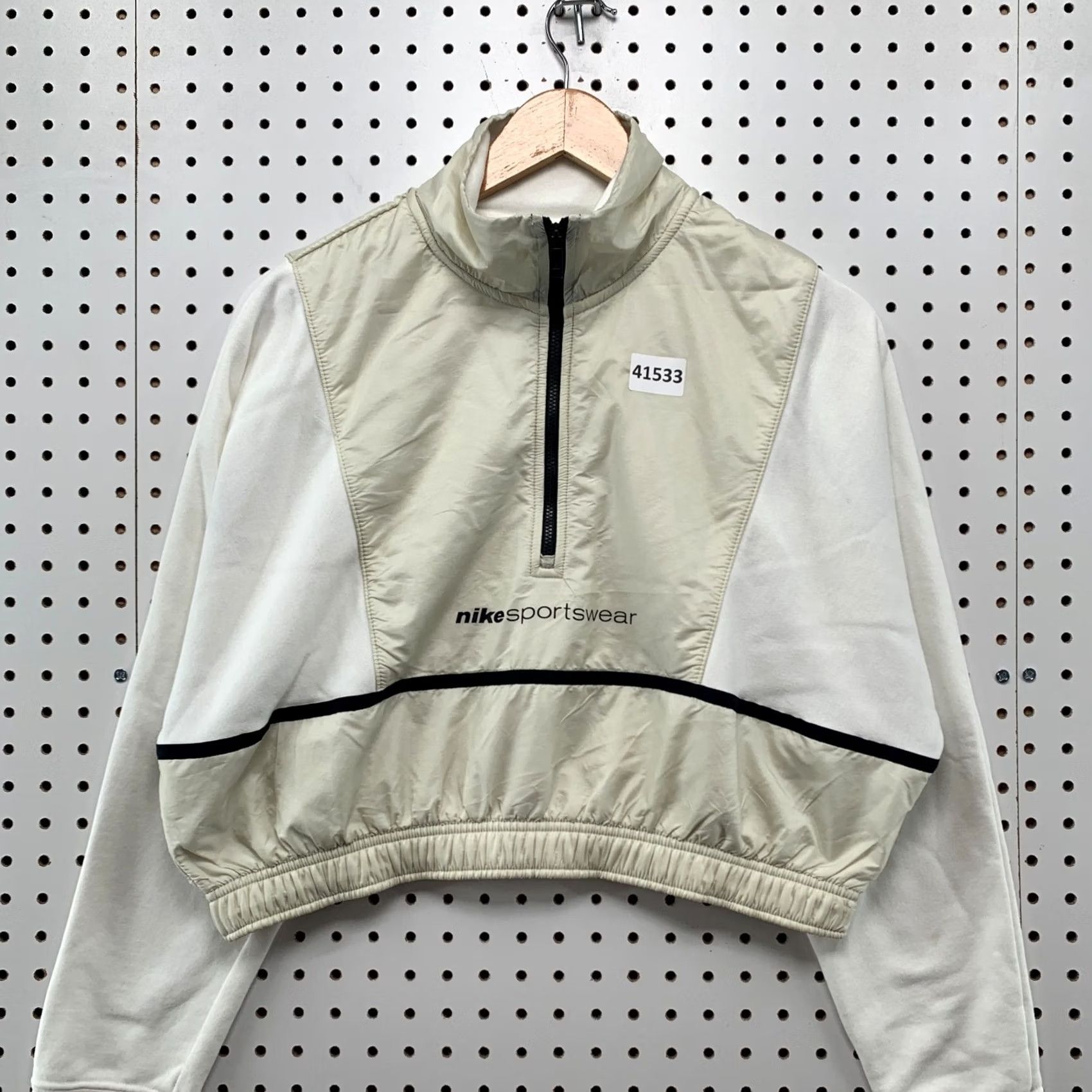 Nike Nike Sportswear Cropped 1/2 Zip Sweatshirt Womens M White Beige Sweatshirt Size M / US 6-8 / IT 42-44 - 4 Thumbnail