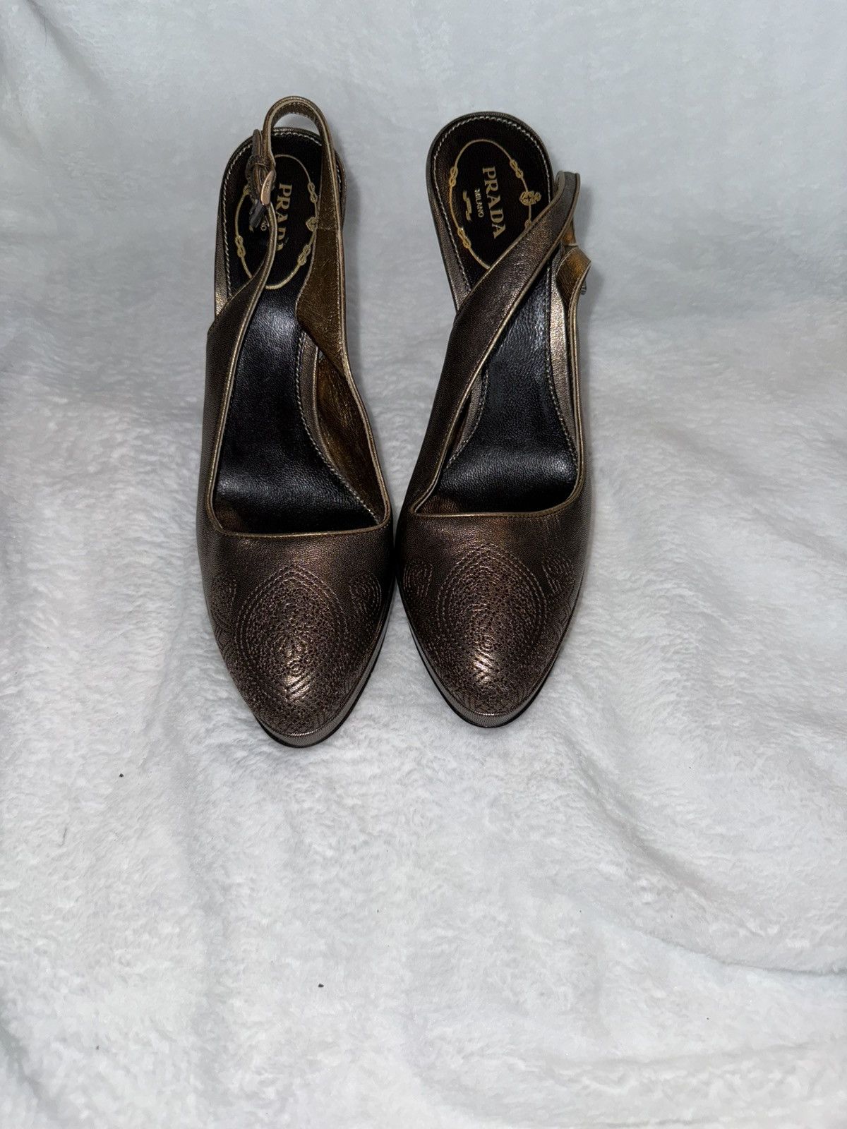 Prada Prada bronze sling back heels Size US 5.5 / IT 35.5 - 5 Thumbnail