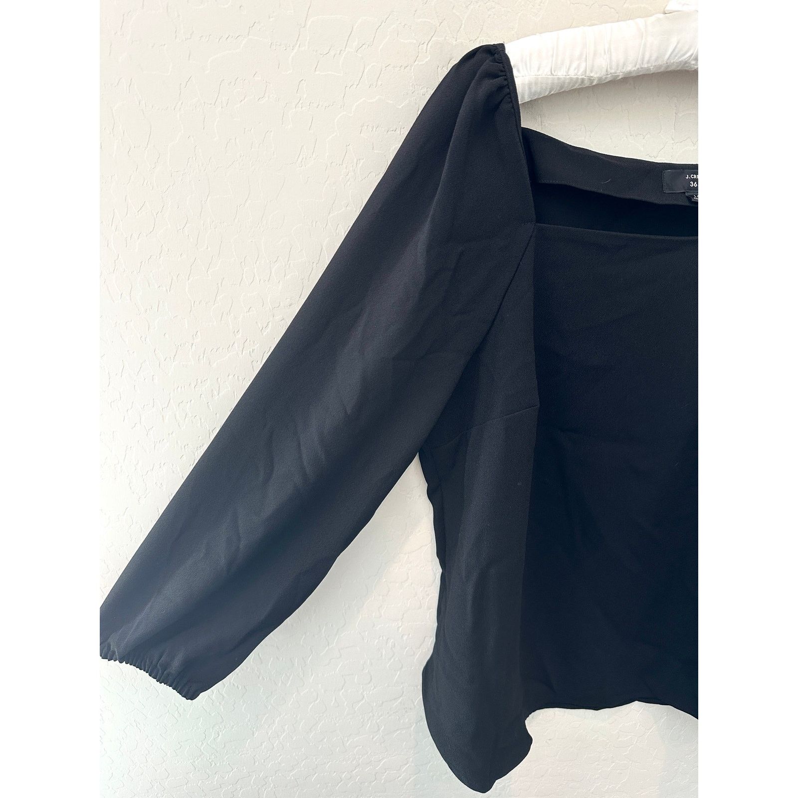 J.Crew J.CREW | Black Square Neck Puff Long Sleeve Career Blouse Size XL / US 12-14 / IT 48-50 - 3 Thumbnail