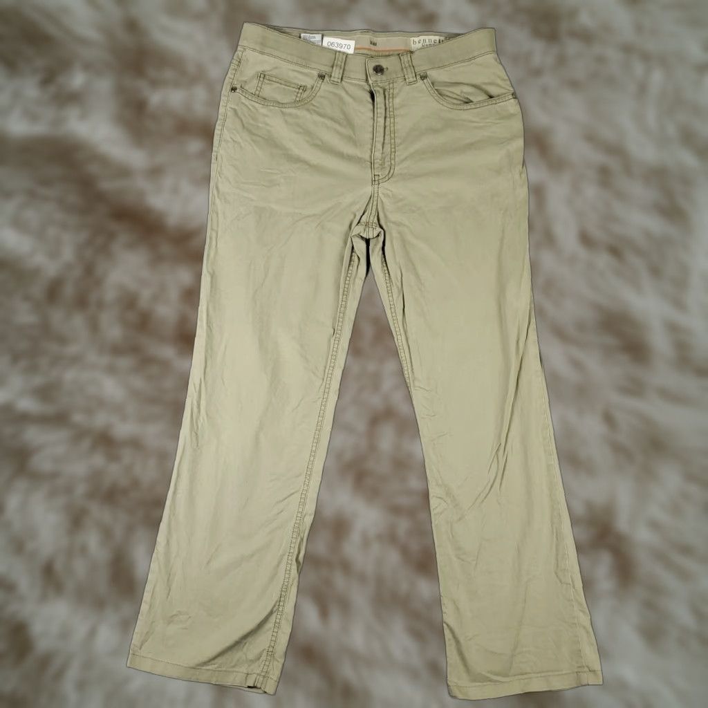 Vintage Hiltl Pants Mens Size 31x28 Beige Relaxed Straight Leg Chino 5 Pocket Trousers Size US 31 - 1 Thumbnail