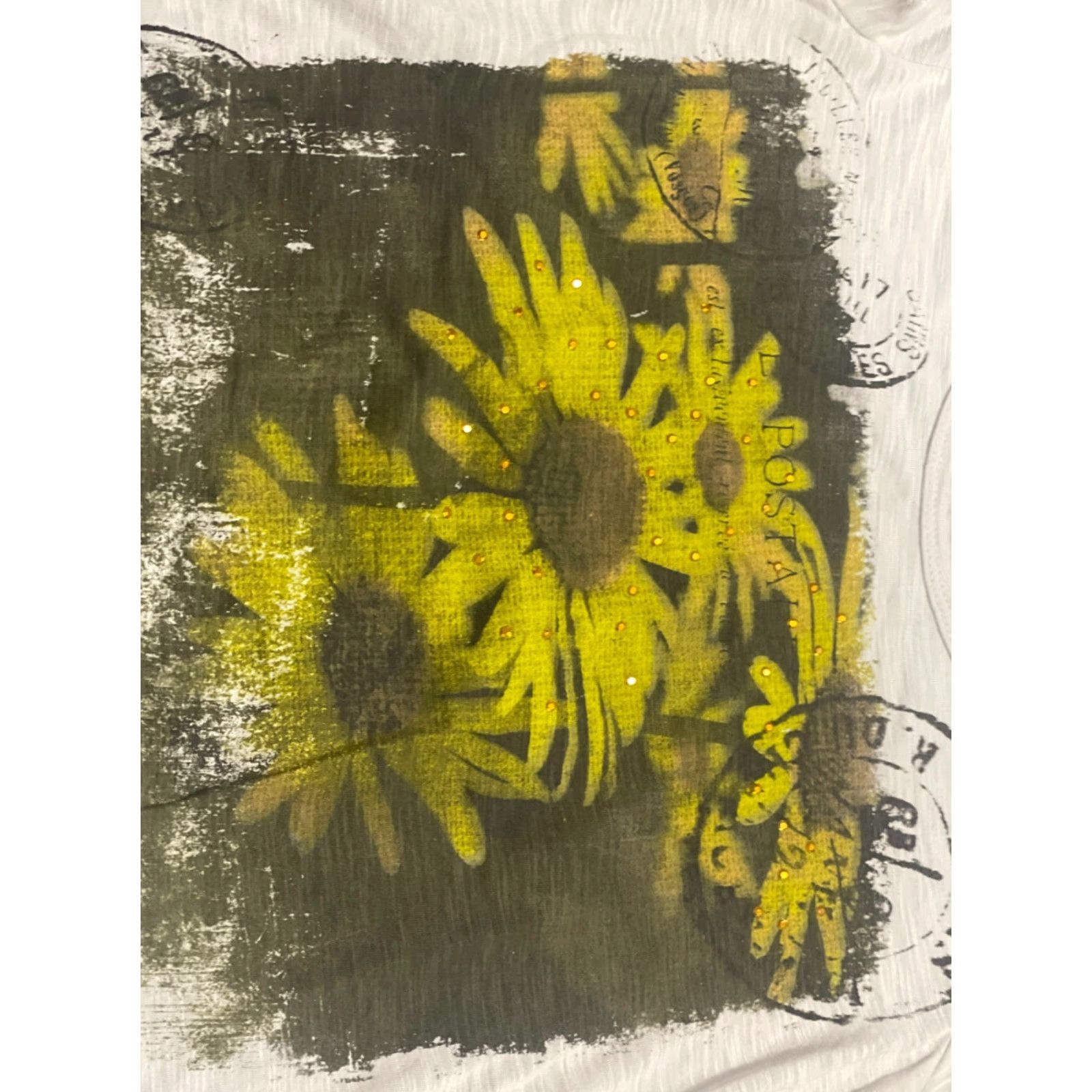 Madison Madison & Berkeley Shirt Women's Large Yellow Floral Print Short Sleeve Round Neck Pullover Casual Modern Basic T-Shirt Size L / US 10 / IT 46 - 3 Thumbnail