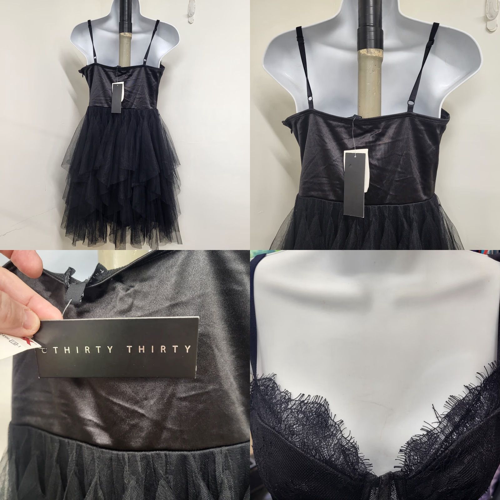 Vintage Thirty Thirty Dress Womens Sz Medium Black Bustier Corset Lace Spaghetti Strap Maxi Sleeveless Size M / US 6-8 / IT 42-44 - 8 Thumbnail