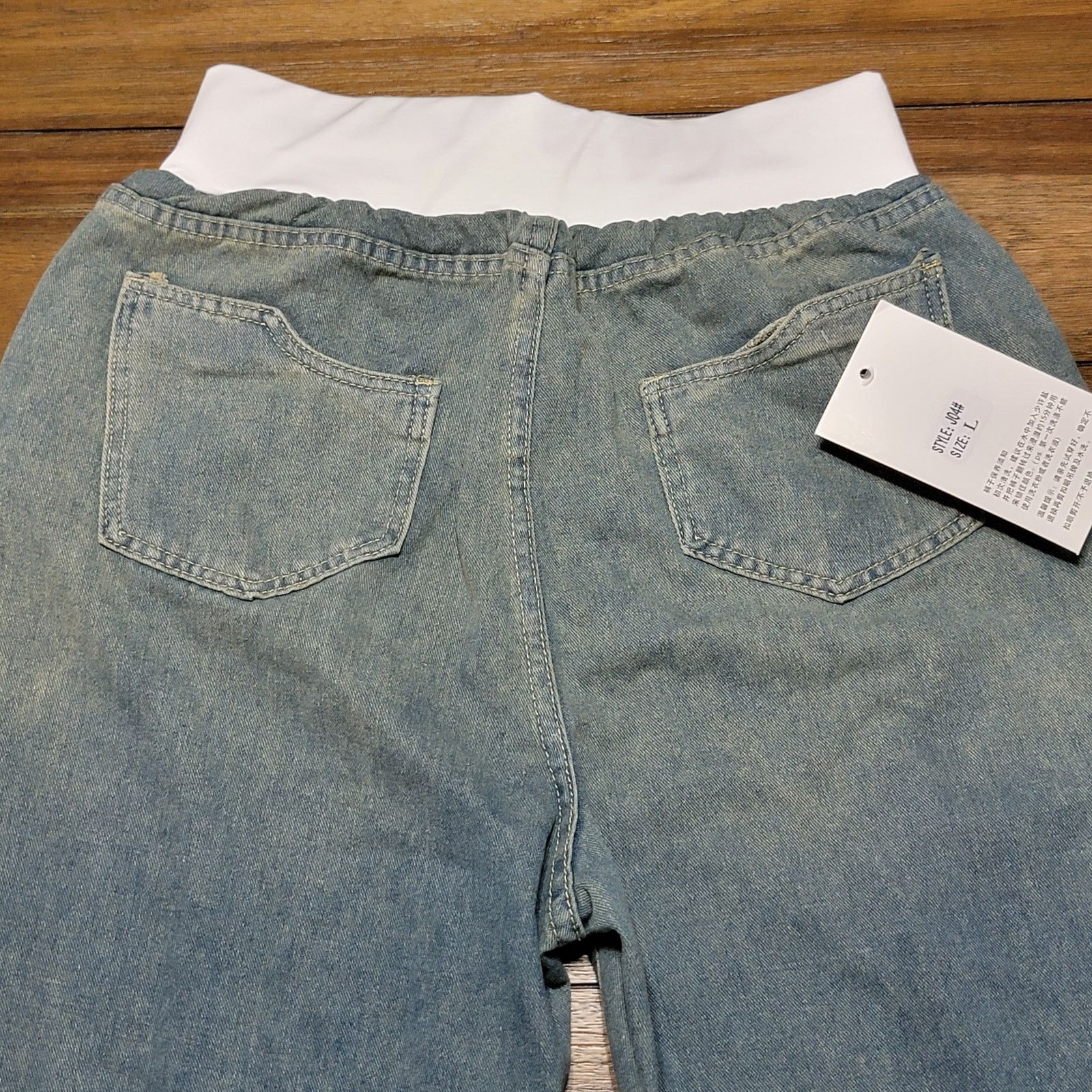 Other Fashion Pull-On Wide Leg Jeans w/ White Waist Band - Lg NWT Size 28" / US 6 / IT 42 - 4 Thumbnail