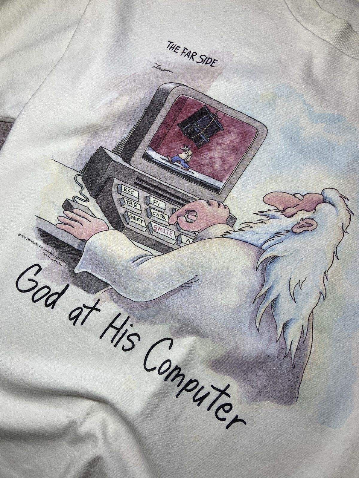 Vintage 💥God at His Computer 1991 vintage t-shirt‼️ Size US L / EU 52-54 / 3 - 4 Thumbnail