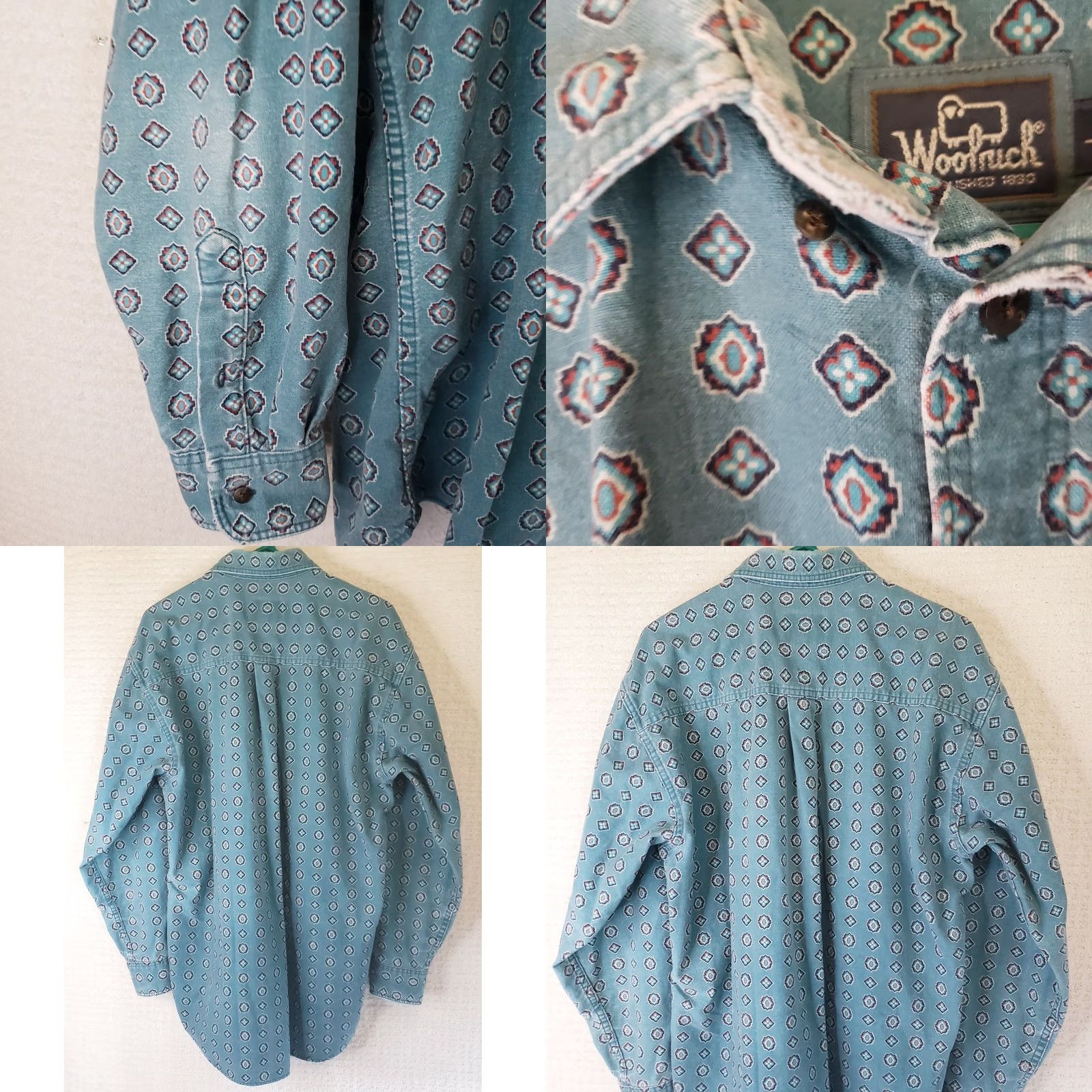 Vintage Woolrich Shirt L Turquoise Geometric Button-Up Long Sleeve Collared USA Mens Size US L / EU 52-54 / 3 - 8 Thumbnail