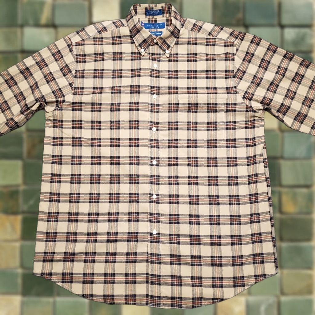 Vintage VINTAGE Towncraft Shirt Men LT Brown Plaid Button-Down Casual Dad Big & Tall Size US L / EU 52-54 / 3 - 1 Thumbnail
