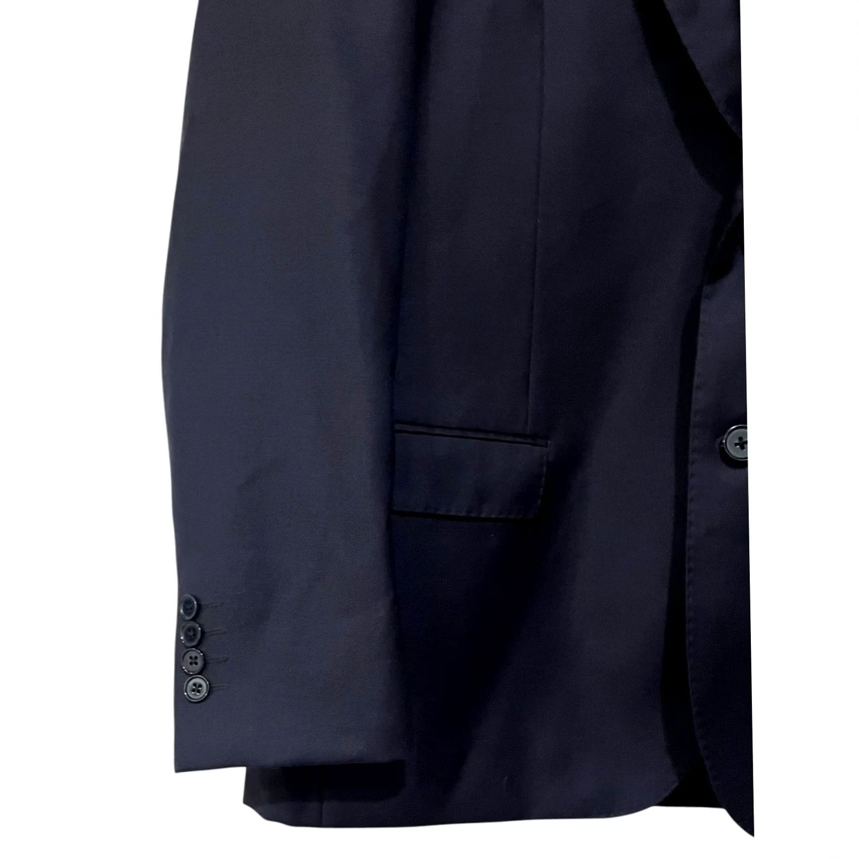 Vintage Sinio 42R Navy Blue Wool 2-Button Men Blazer Jacket Coat - Solid, Business, Party/Cocktail, Regular Size 42 Mens Blazer Size 42R - 2 Thumbnail