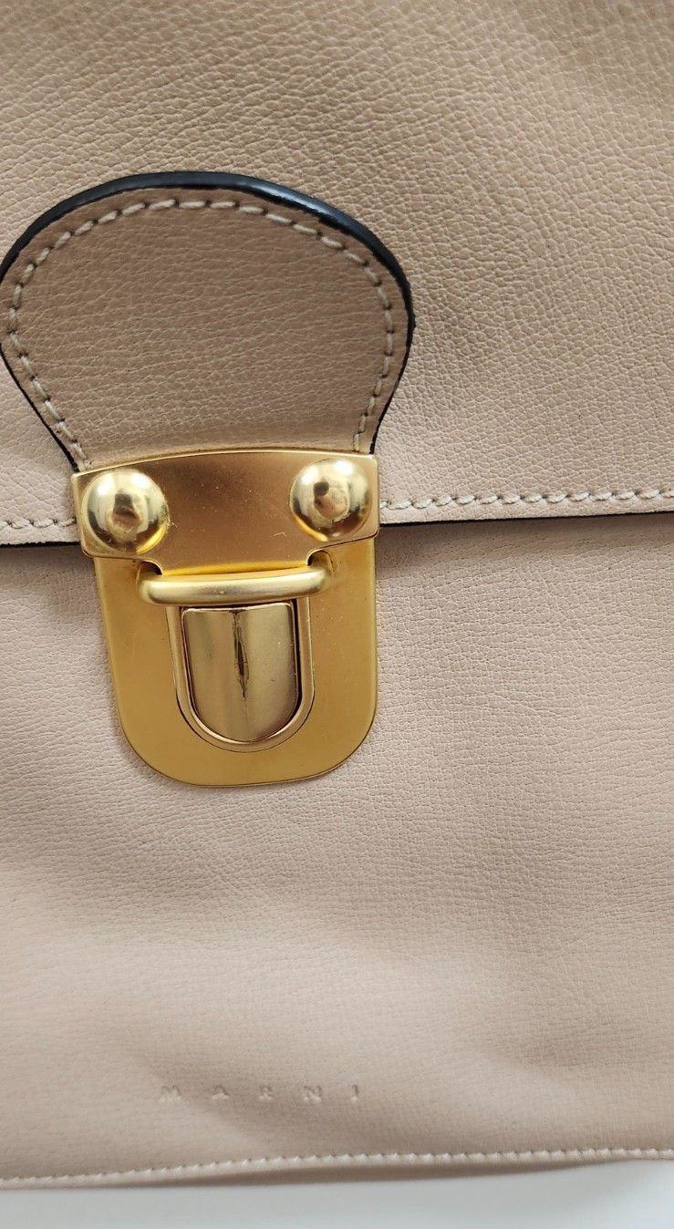 Marni Marni Beige Leather Pushlock Saddle Shoulder Crossbody Bag Size ONE SIZE - 5 Thumbnail