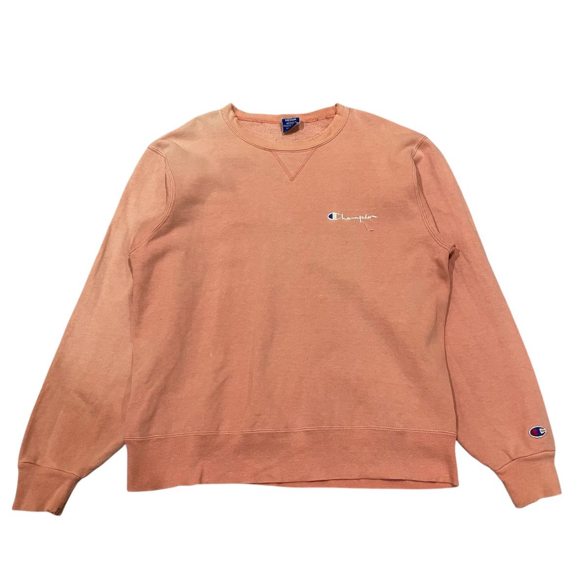 Champion Champion Script Logo Embroidered Crewneck Distressed Faded Size US M / EU 48-50 / 2 - 1 Thumbnail