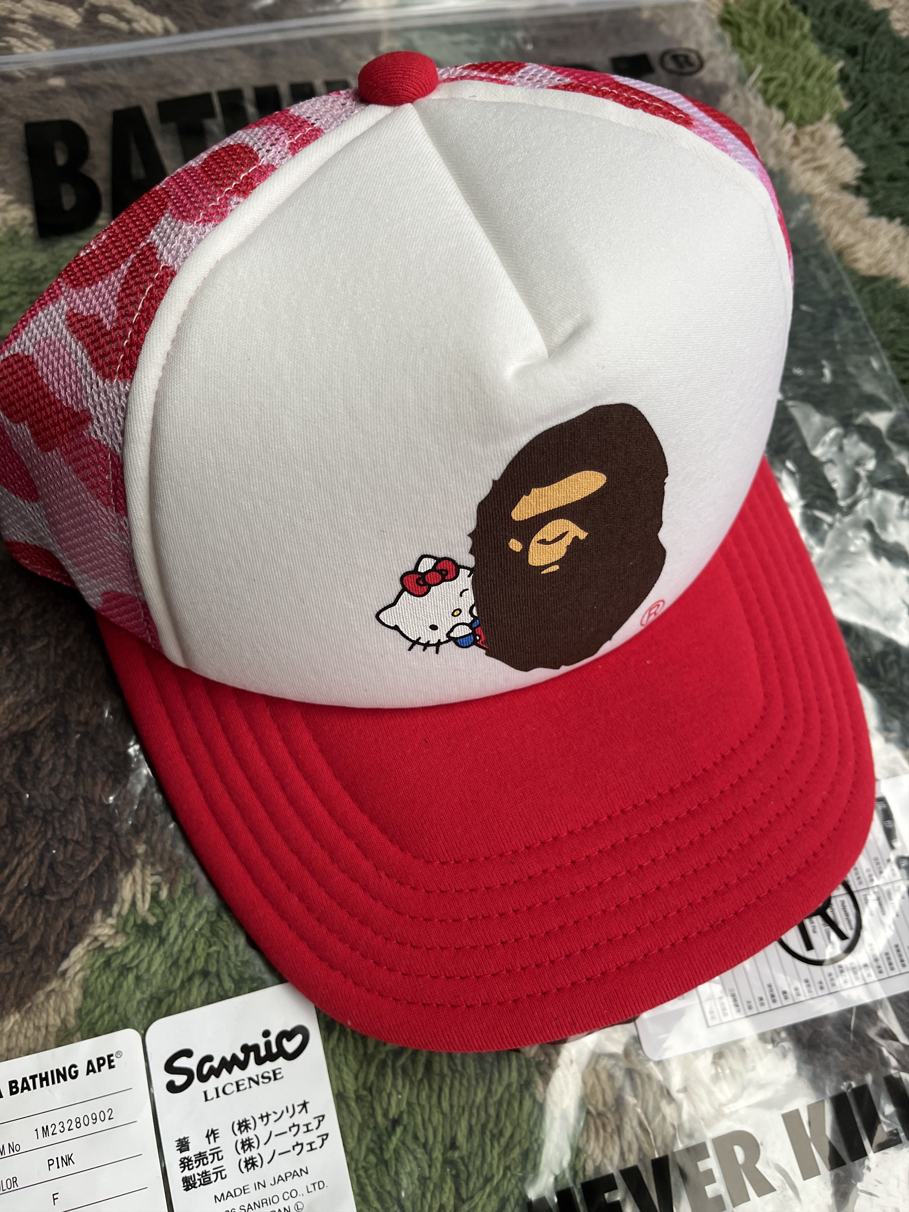 Bape BAPE SANRIO HELLO KITTY APE HEAD ABC CAMO MESH CAP Size ONE SIZE - 4 Thumbnail