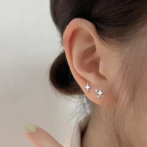 Sterling Silver Star galaxy steel earrings Size ONE SIZE - 3 Thumbnail
