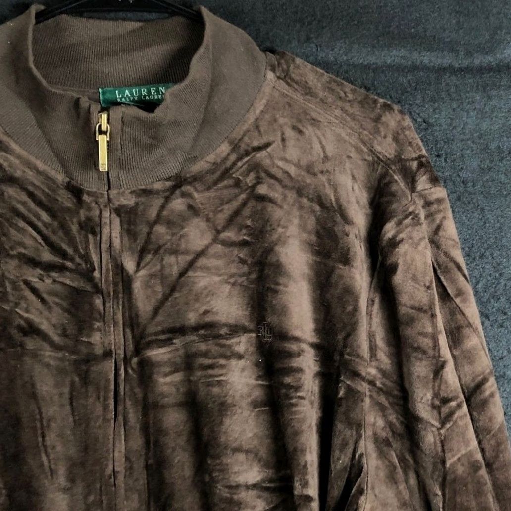 Ralph Lauren Ralph Lauren Womens Sweater Brown Velvet Full Zip Pockets Large Size L / US 10 / IT 46 - 3 Thumbnail