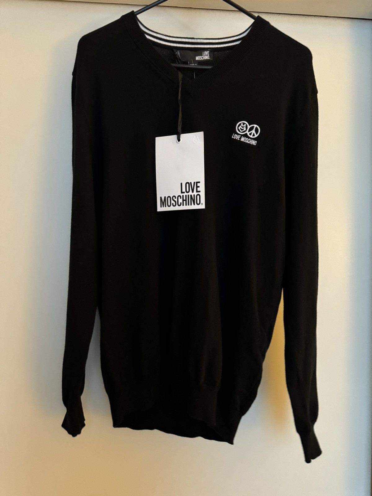 Moshcino Black Wool V Neck Sweater BRAND NEW WITH TAGS