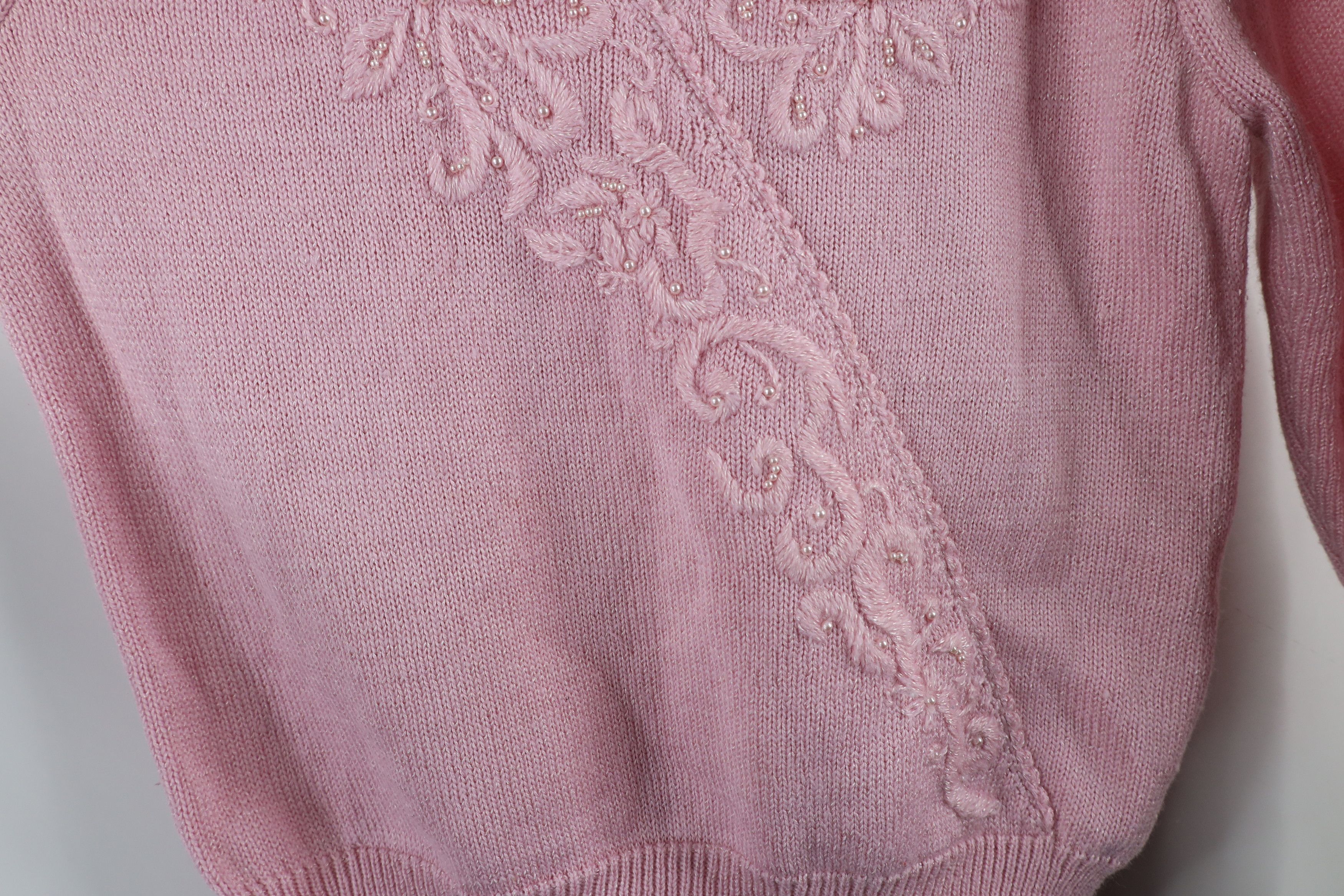 Vintage Vintage 80s 90s Mid Mod Beaded Puff Sleeve Knit Sweater Size L / US 10 / IT 46 - 5 Thumbnail