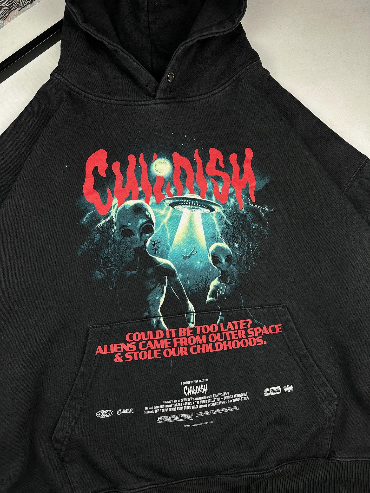 CHILDS Vintage Childish Alien Heavy Hoodie Size XL Men’s Black Size US XL / EU 56 / 4 - 2 Thumbnail