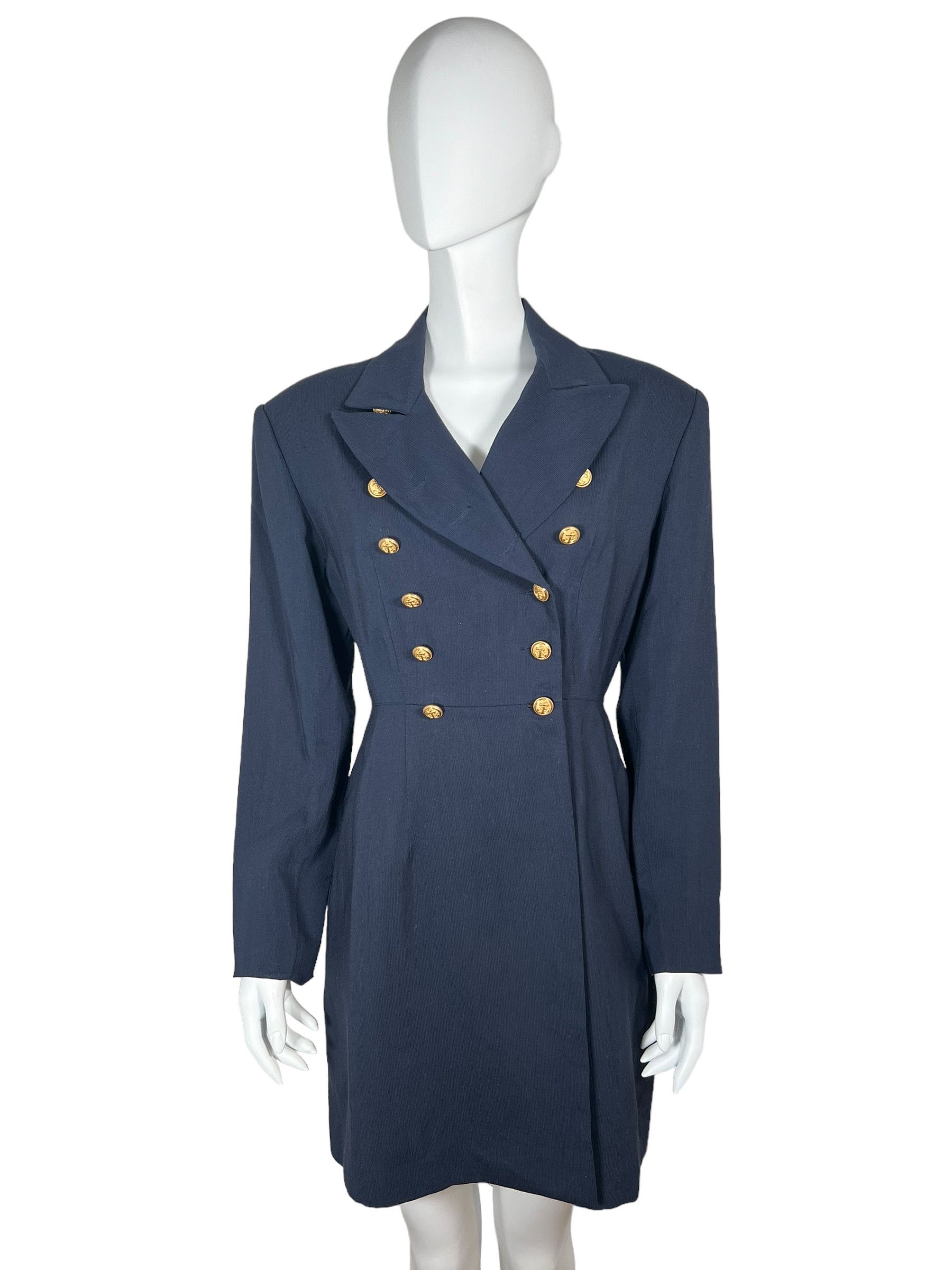 Plein Sud by John Galliano 1990 Marine Buttoned Coat.